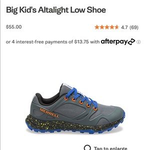 Merrell Boys Altalight shoe. Brand new, never worn!